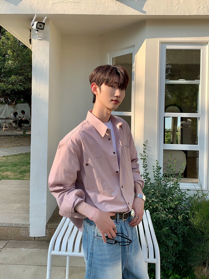 루즈 캐주얼 한국 스타일 셔츠 자켓 