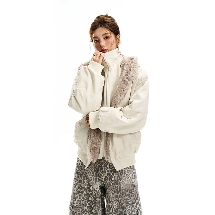 Hooded Faux Fur Collar Padded Jacket