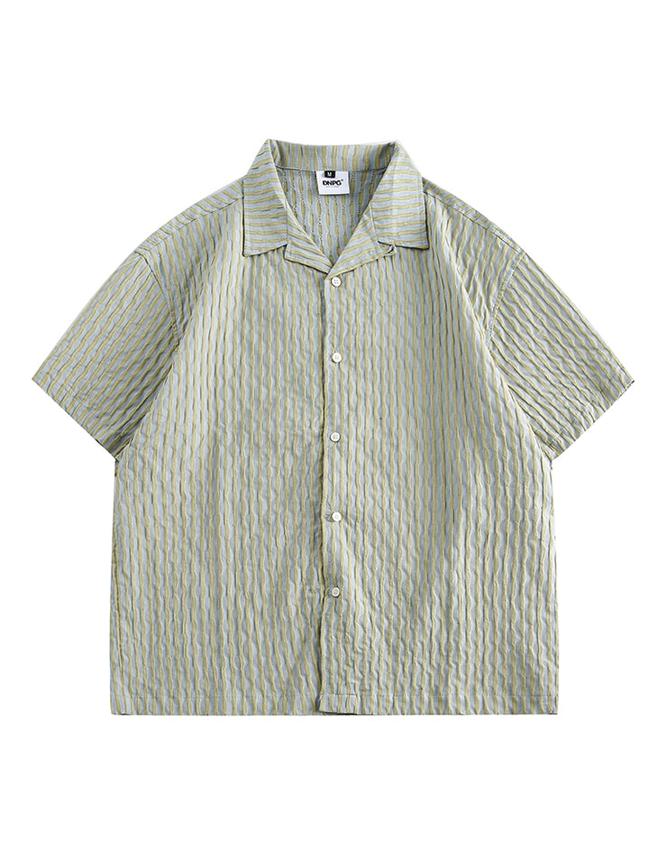 Striped Short-Sleeve Casual Shirt