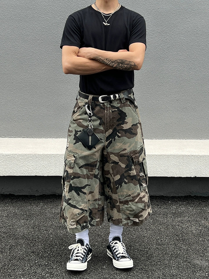 カモフラージュ ルーズカーゴ ワイドレッグパンツ 