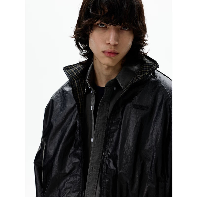 Reversible Plaid Embroidered Cotton Jacket