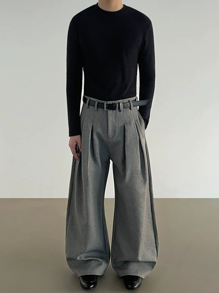 Pleated Linen Wide-Leg Pants