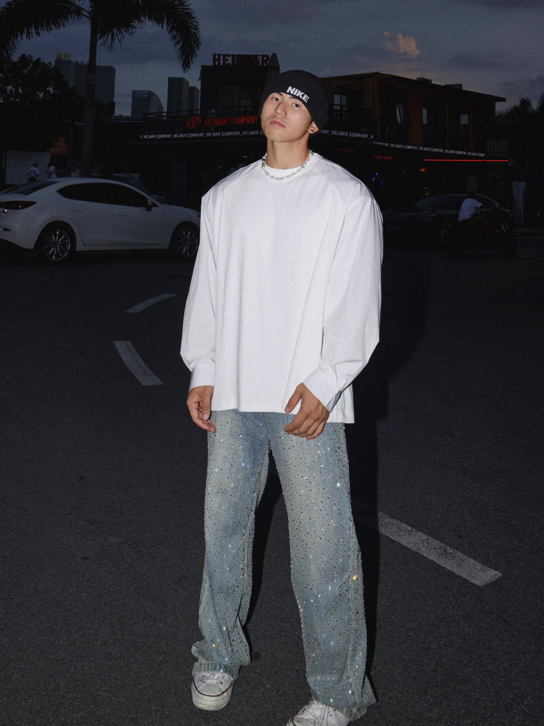 Maglietta casual a maniche lunghe con scollo rotondo 