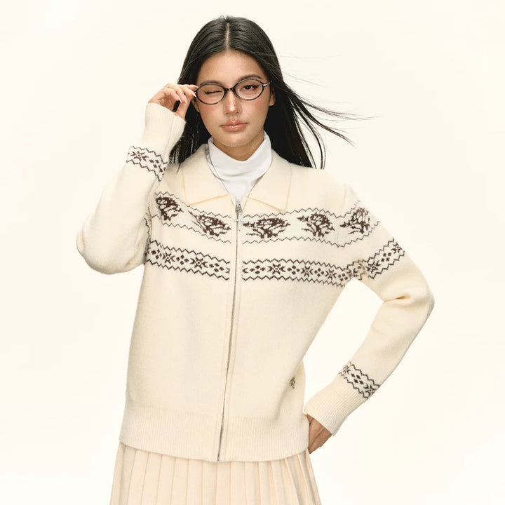 Fair Isle Zip Front Cardigan