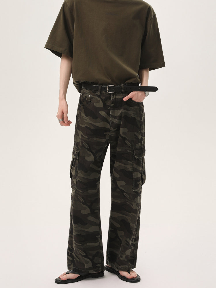 Camouflage Multi-pocket Wide-leg Pants