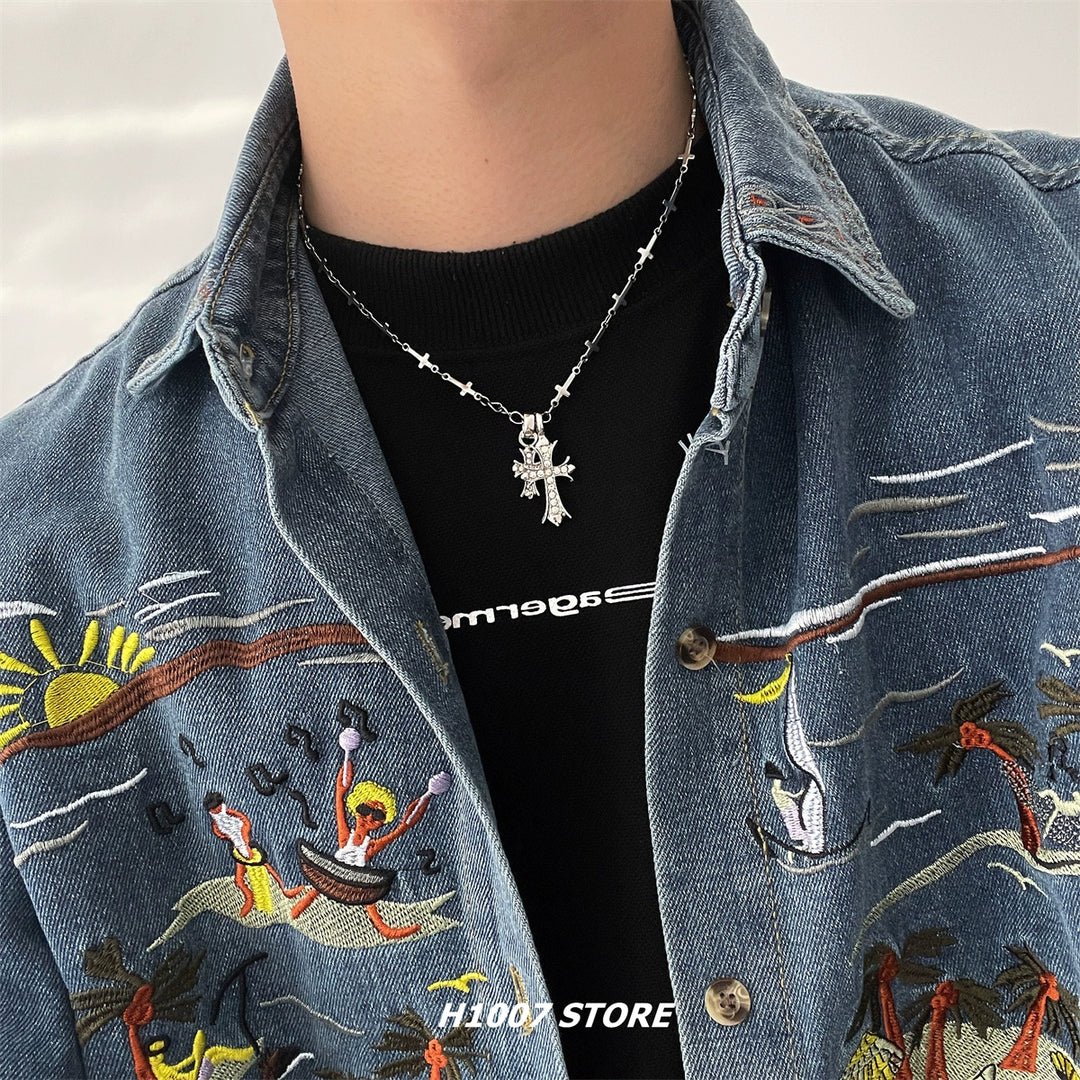 Diamant Kreuz Anhänger Schlüsselbein Halskette 