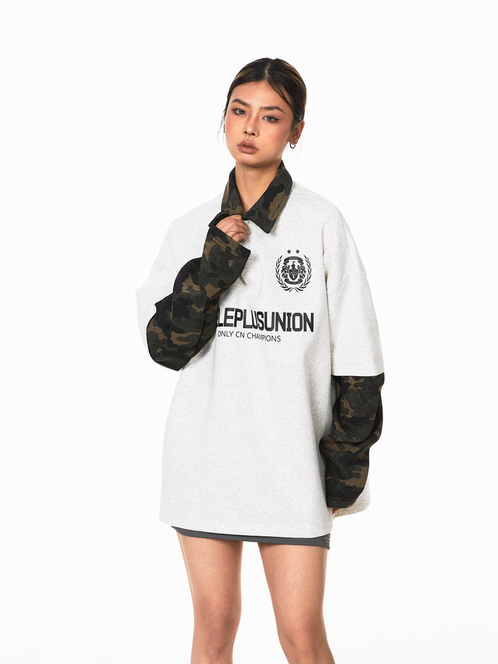 Retro Camouflage Polo Sweatshirt