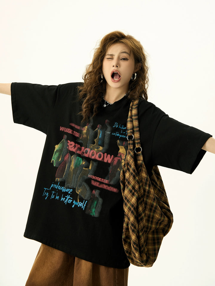 Retro Graphic Oversized Short-Sleeve T-Shirt