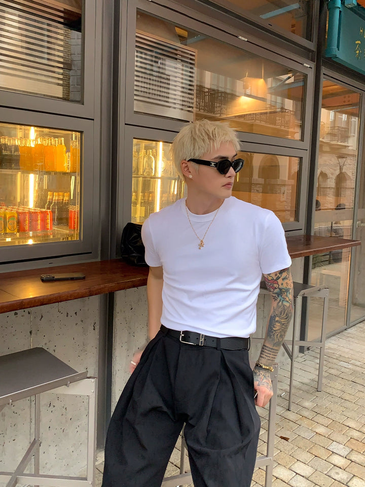Slim Fit Round Neck Short Sleeve Pullover