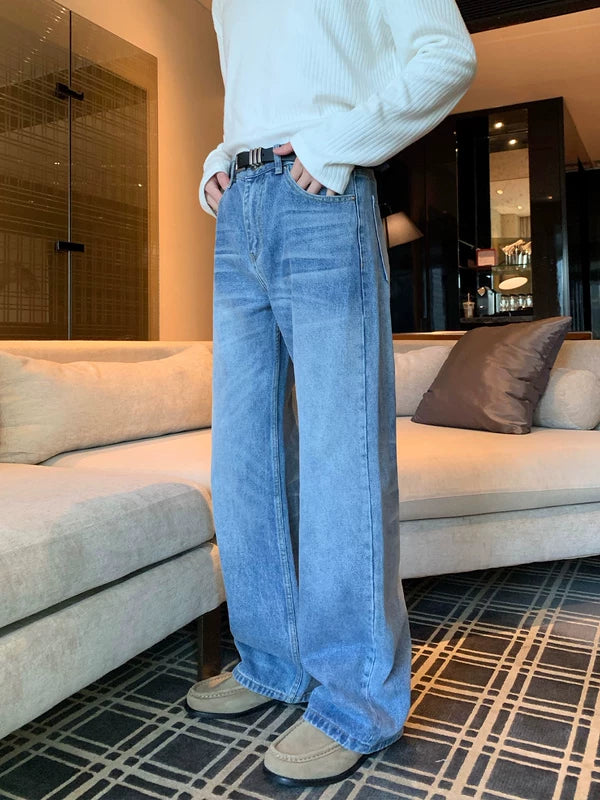 Pantalons en jeans droit en lyocell, longueur sol 