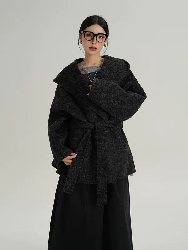 Belted Wool Wrap Jacket