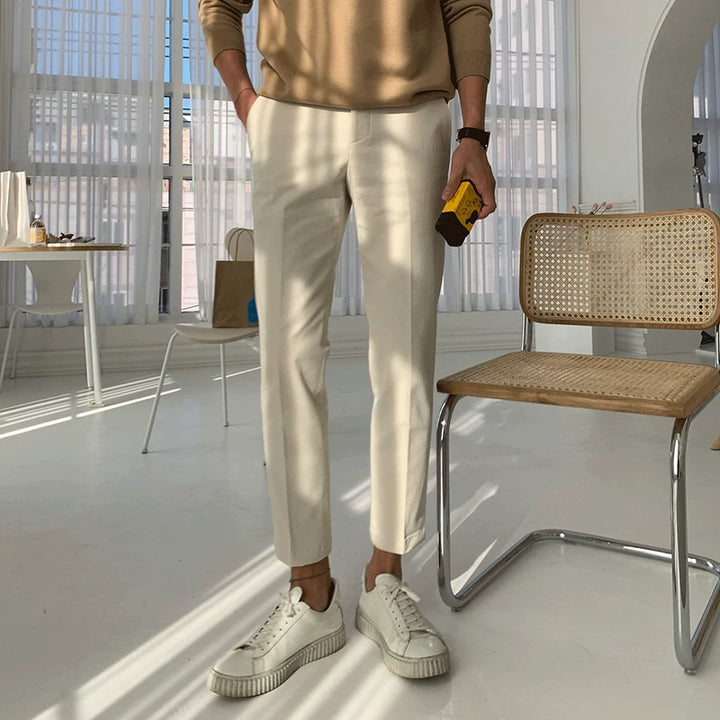 Pantaloni cropped slim fit dritti casual 