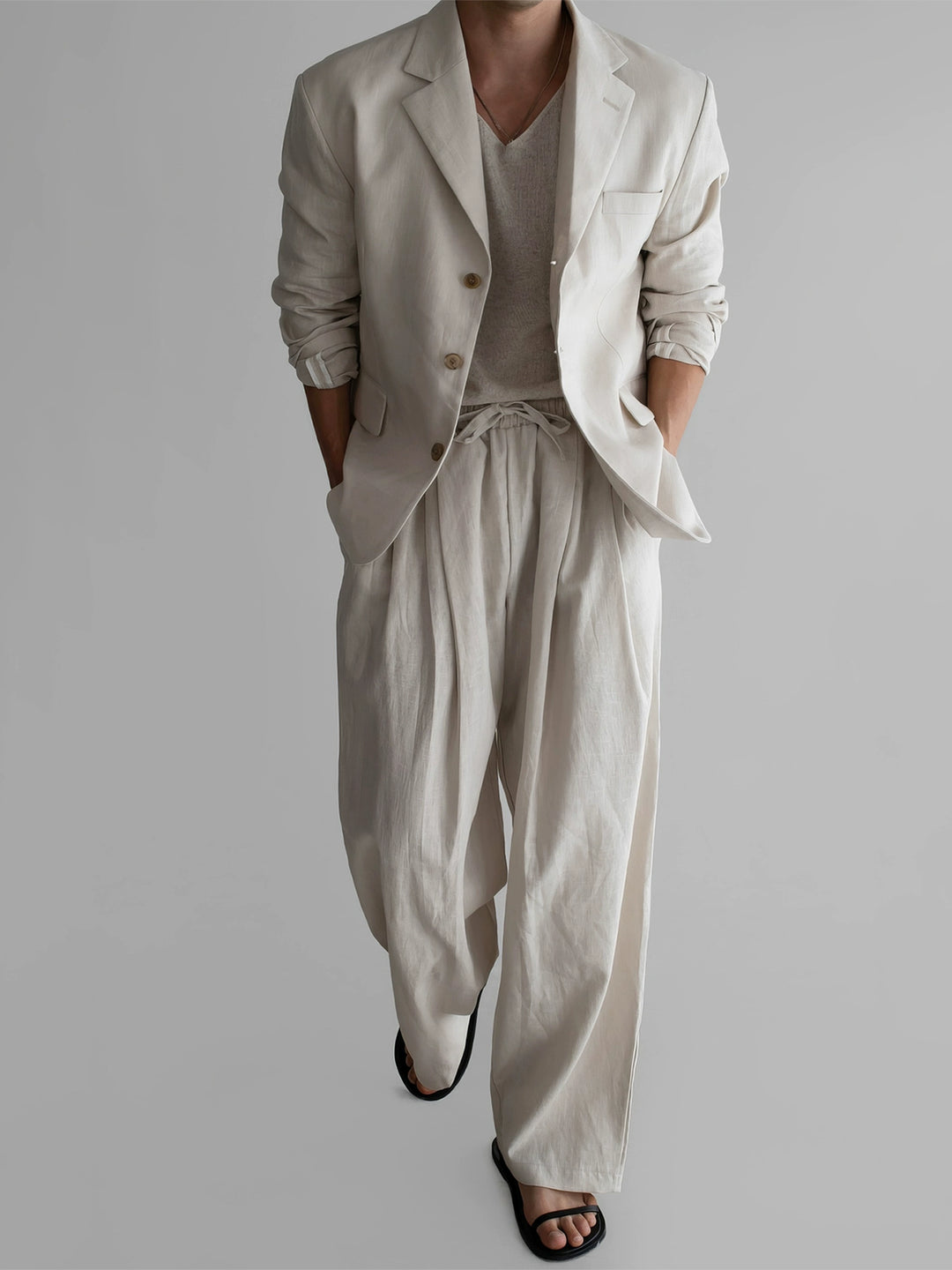 Linen Blazer and Pleated Pants