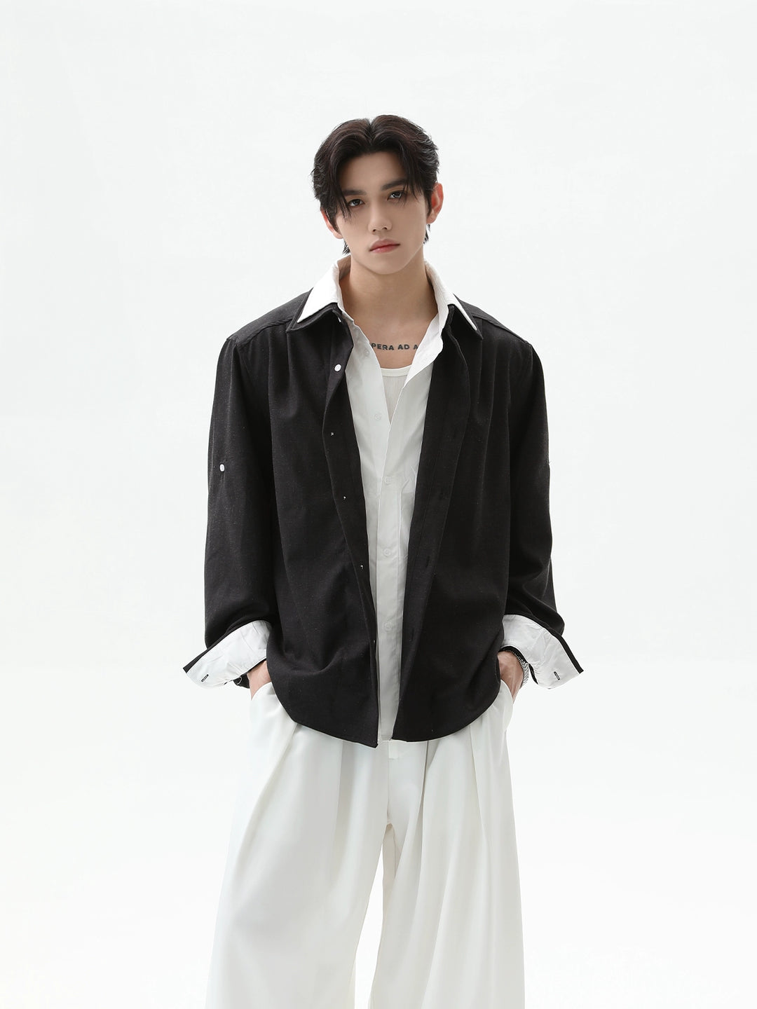 Camisa y pantalones de dos piezas de lino de algodón 
