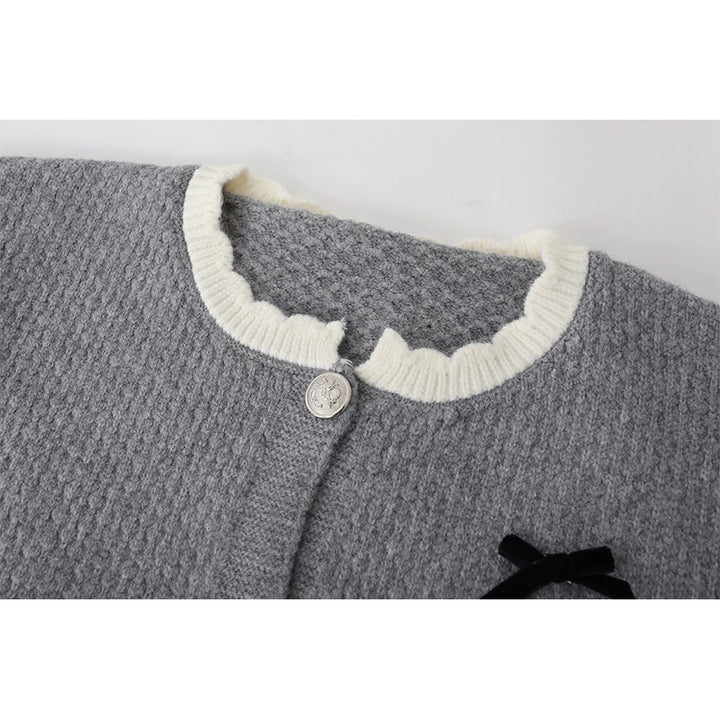 Lace Collar Knitted Sweater and Skirt