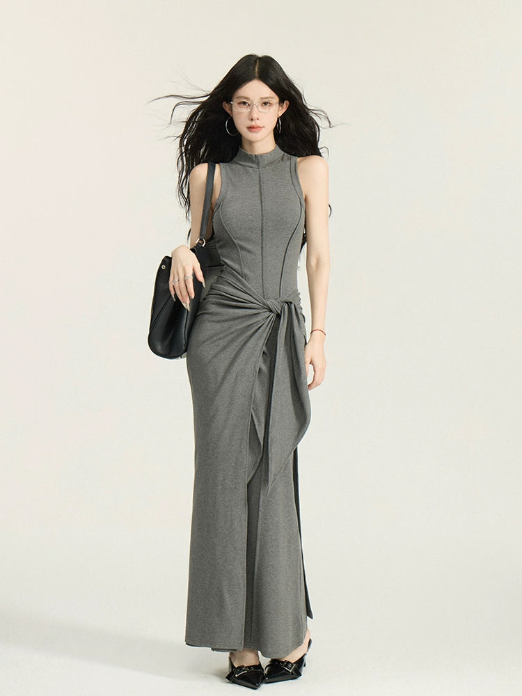 Ärmelloses Slim Fit Maxikleid mit Weste 