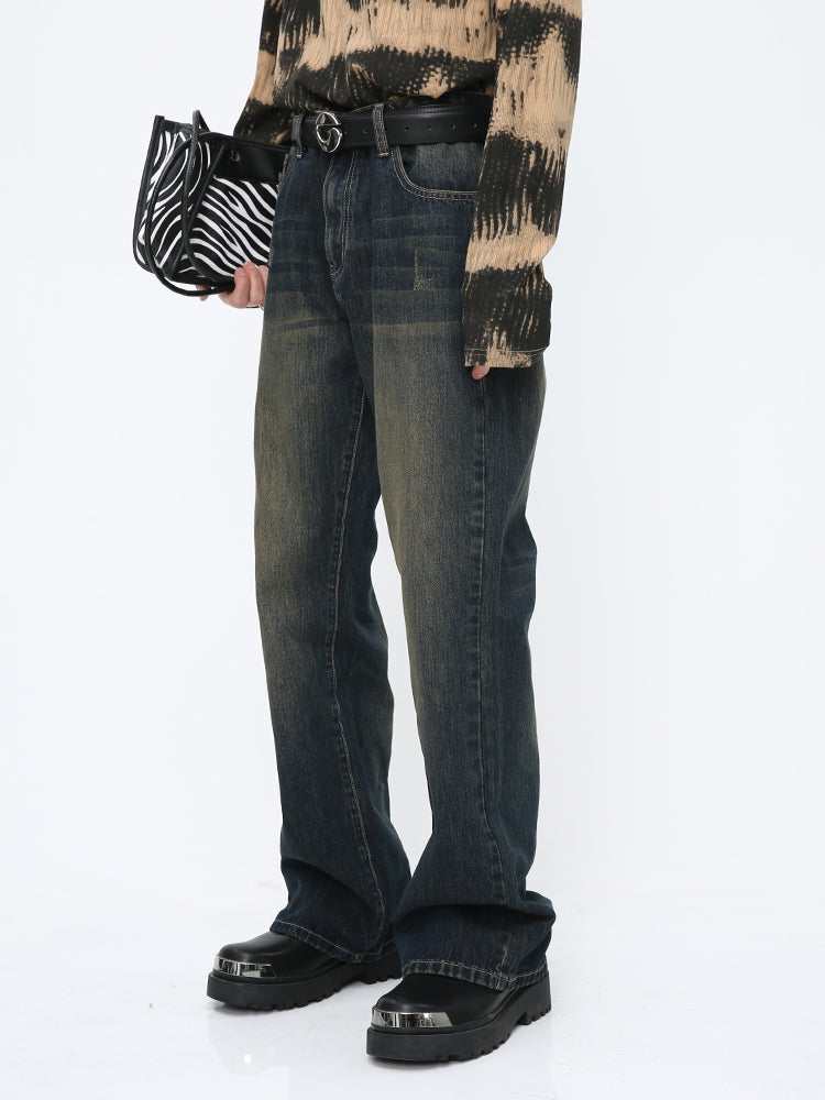 Retro gewaschene ausgestellte Jeanshose 