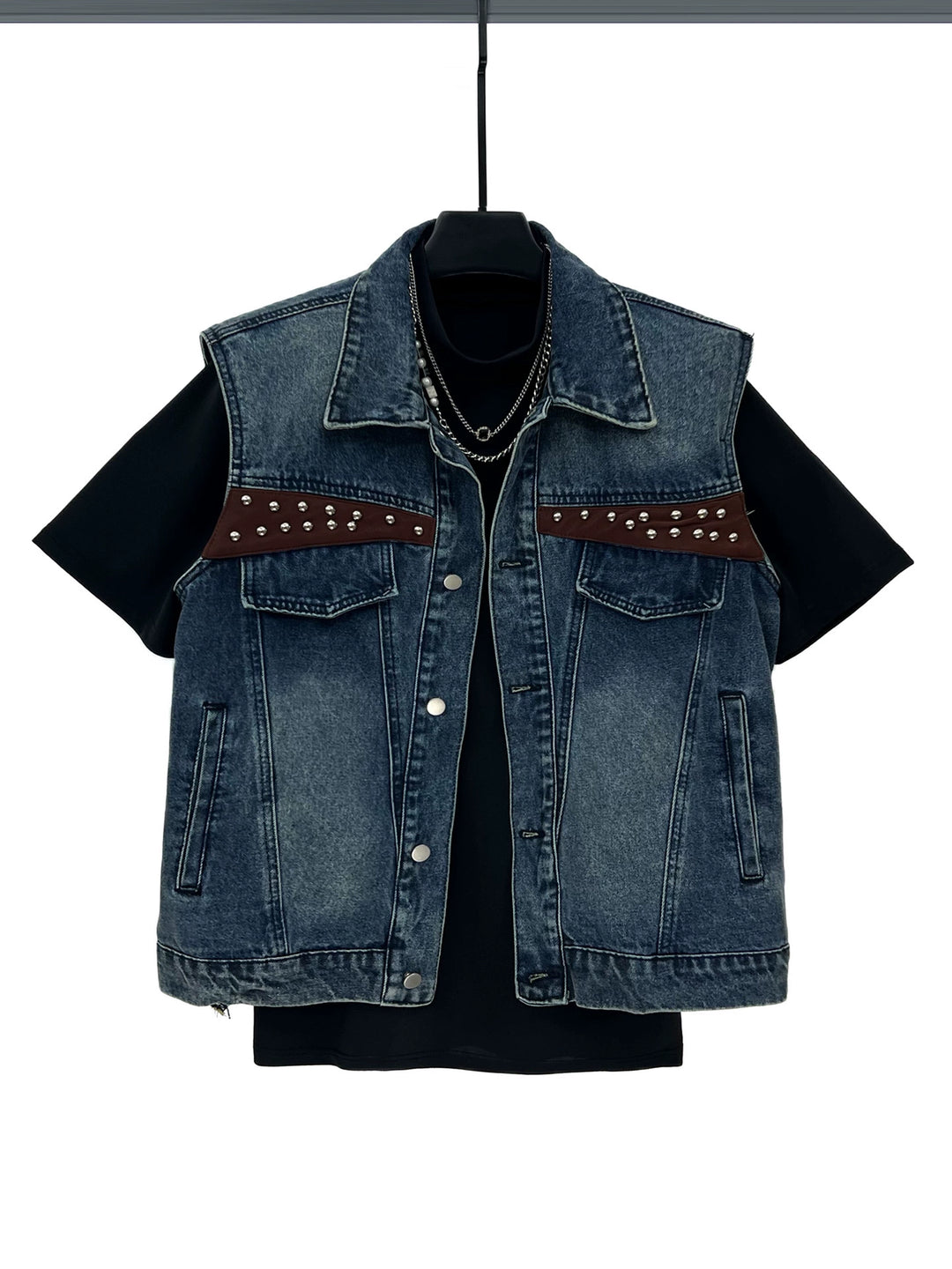 Sleeveless Denim Vest and Wide-leg Pants