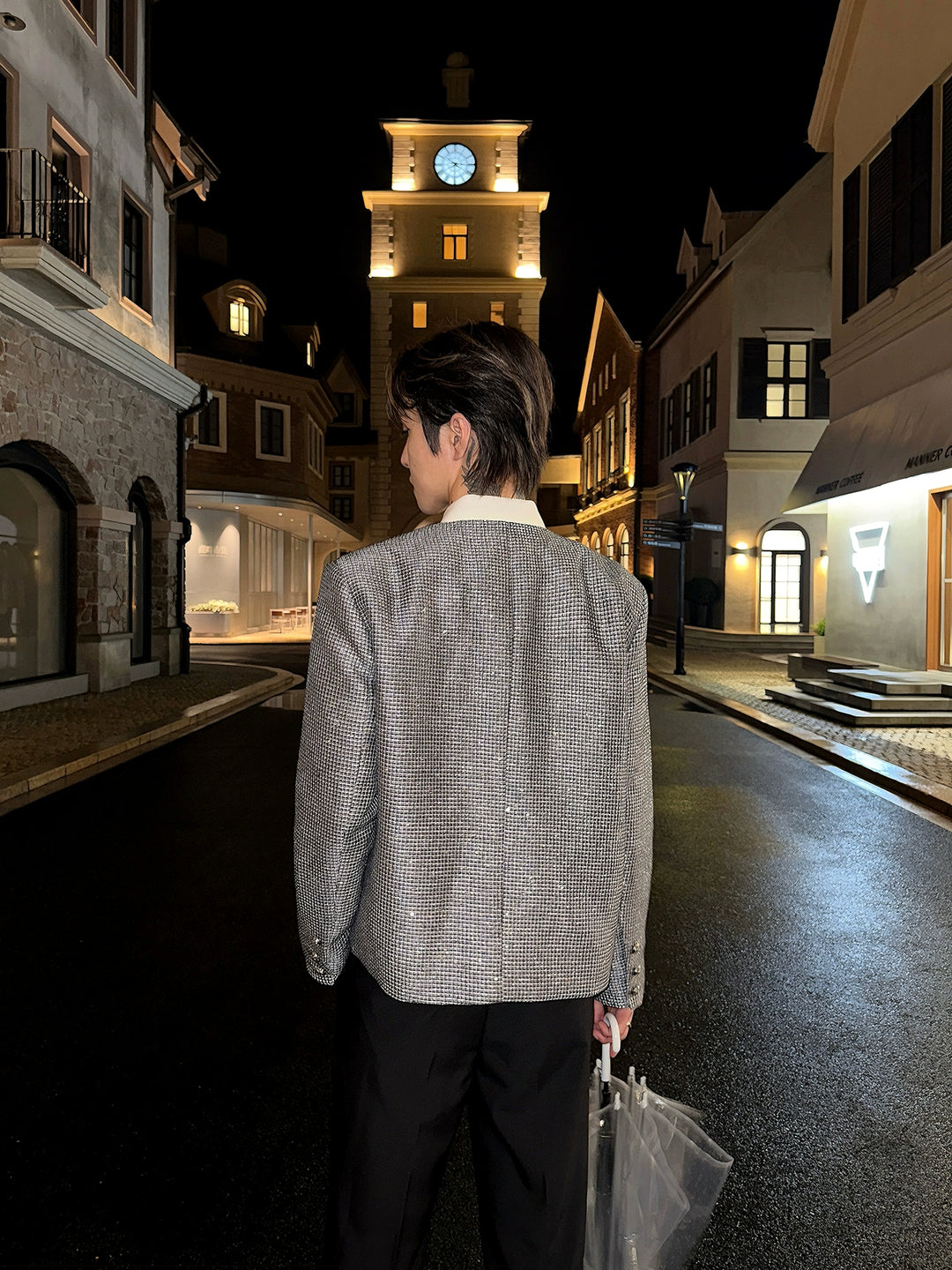 Kurze Tweed Geflochtene Anzugjacke 