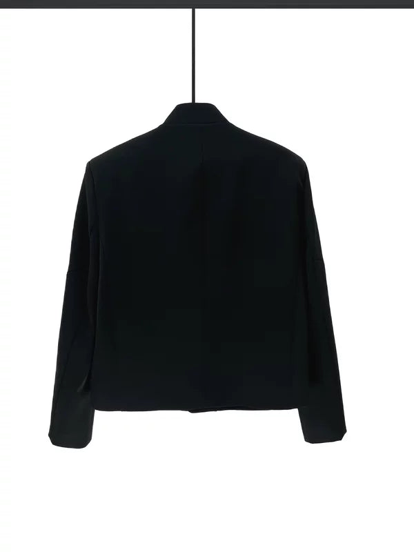 스탠드 칼라 메탈 버튼 수트 재킷 