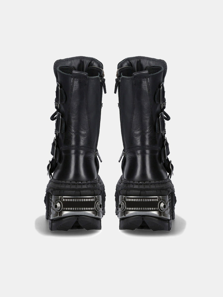 Bottes de moto à cheville à plateforme chunky 