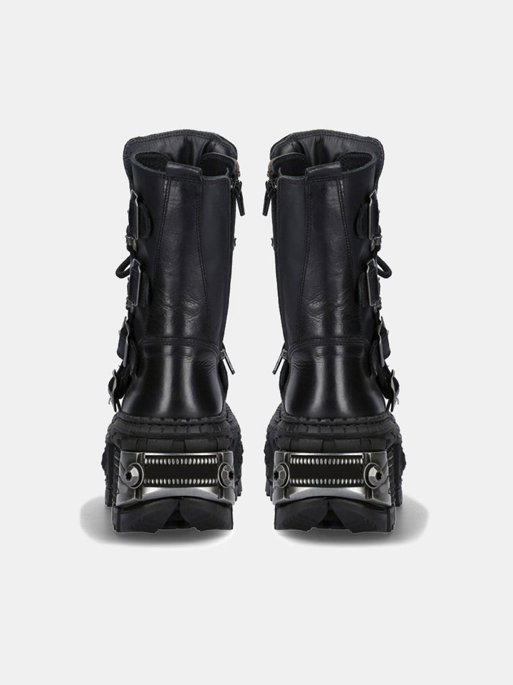 Bottes de moto à cheville à plateforme chunky 
