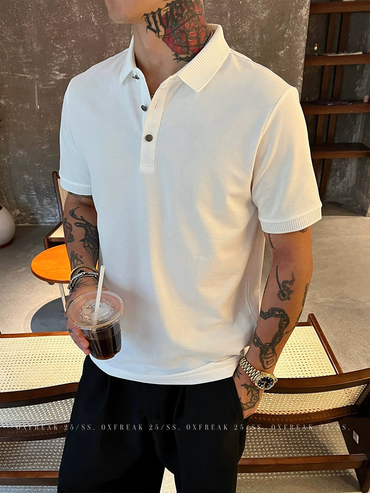 Double-Sided Knit Short Sleeve Polo Shirt