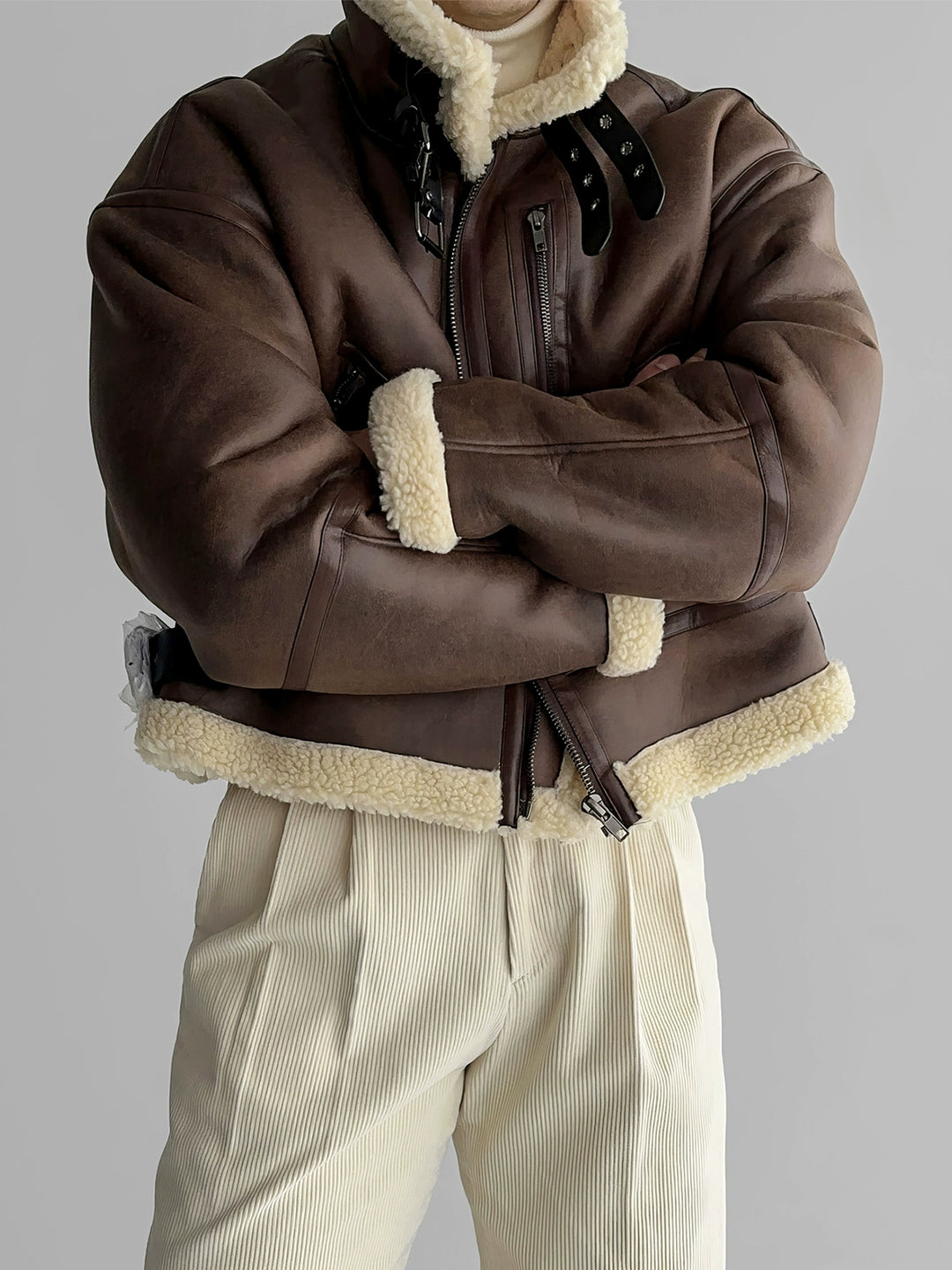 Ståkrage shearling-fôret arbeidsjakke 