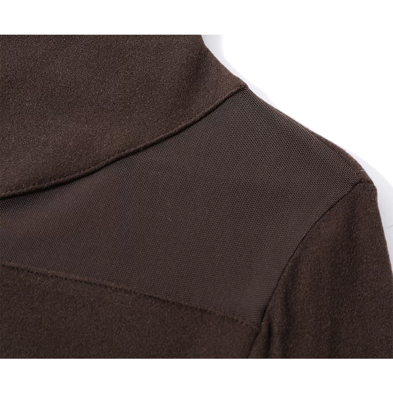 סוודר פולו עם צווארון גבוה ורשת פאטצ'וורק 