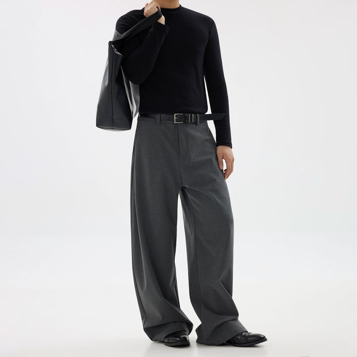 Pantalons décontractés à jambes larges plissés texturés 