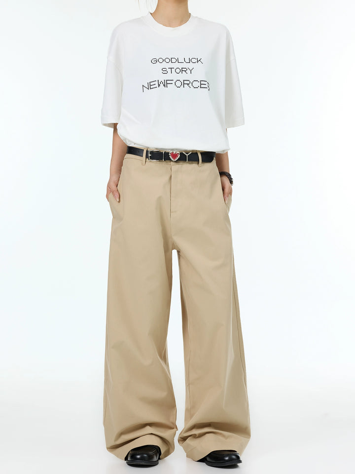 Pantalones Casual Rectos de Pierna Ancha Retro 