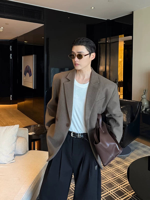 Veste de costume décontractée texturée à coupe ample 