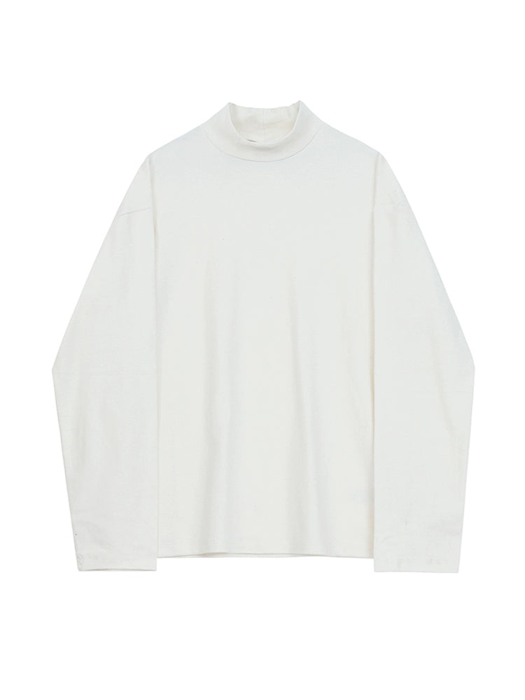 Pullover in cotone a maniche lunghe con collo alto 