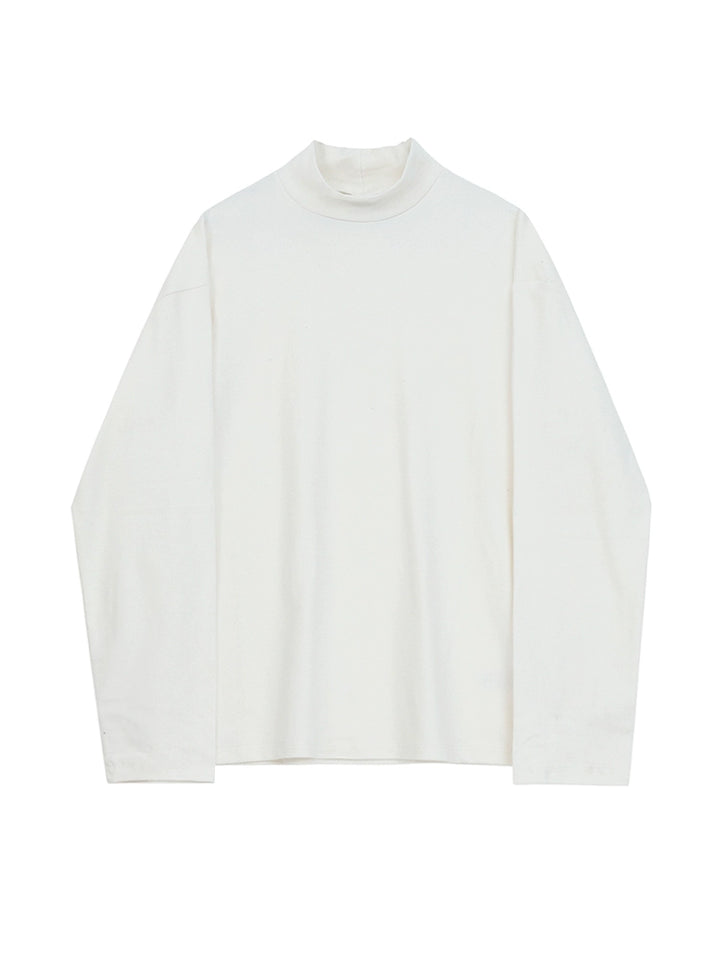 Pullover in cotone a maniche lunghe con collo alto 