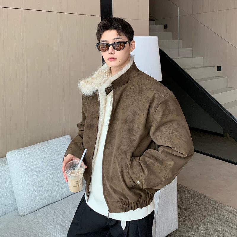 Nep Bont PU Leren Fleece Jas 