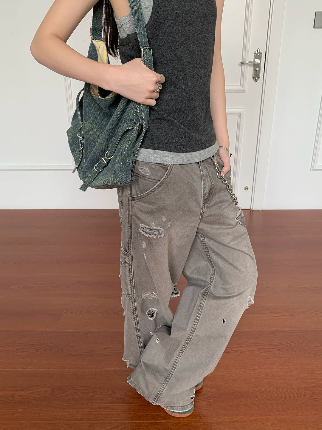 Verstoorde Wijde Casual Gewassen Broek 