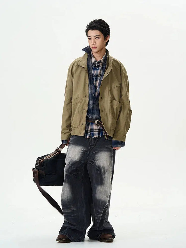 Velvet Workwear Stand Collar Jacket