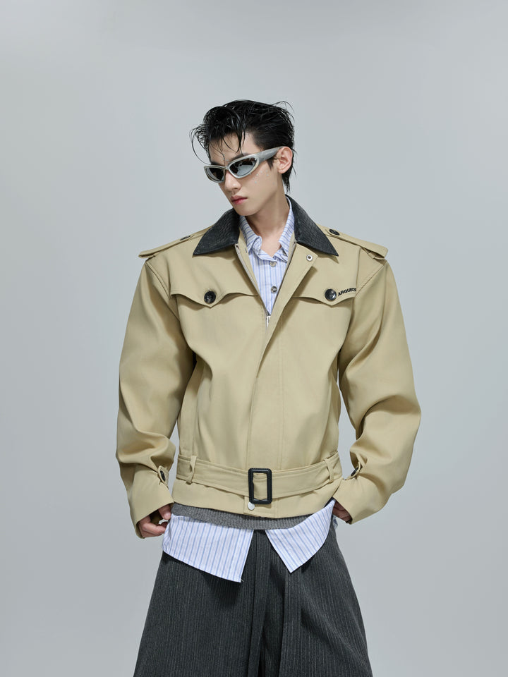 Contrast Stitching Short Windbreaker Jacket