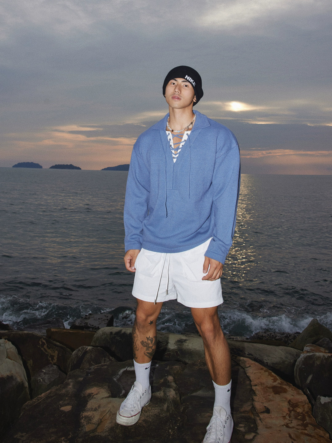 Kragenbinder Seil Strickpullover 