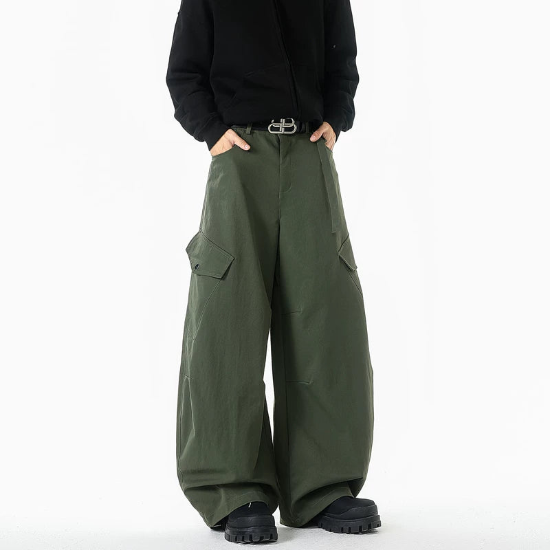 Pantalons cargo à jambes larges avec de grandes poches 