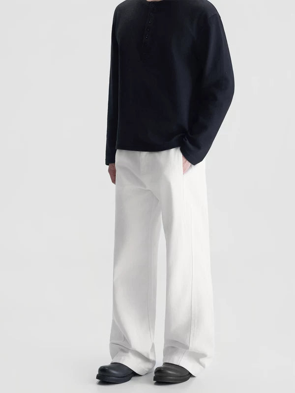 Pantaloni casual a gamba larga in miscela di Lyocell 