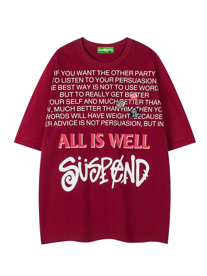 Brevprint kortærmet løs T-shirt 