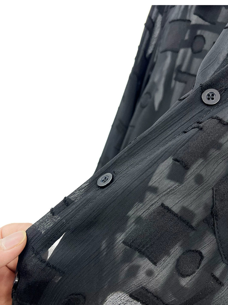 Mesh Pattern Loose Fit Sheer Shirt