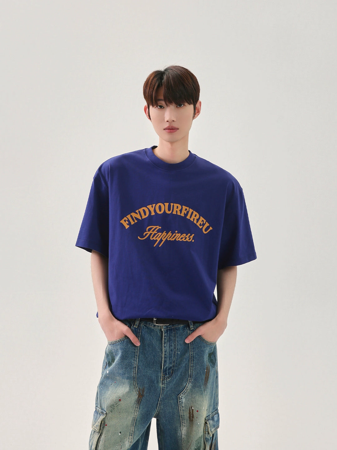 캐주얼 루즈 핏 레터 티셔츠 