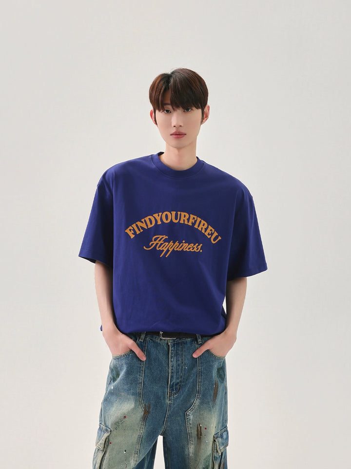캐주얼 루즈 핏 레터 티셔츠 