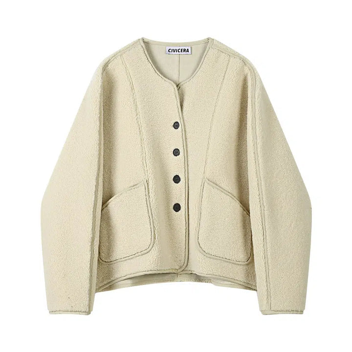 Button-Front Textured Coat