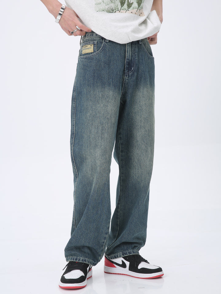 Wide-Leg Retro Distressed Jeans