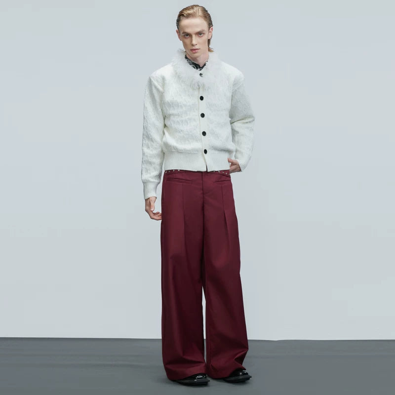 Fur Collar Cable Knit Cardigan