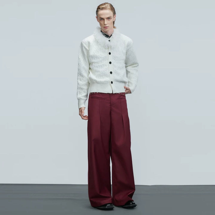 Fur Collar Cable Knit Cardigan