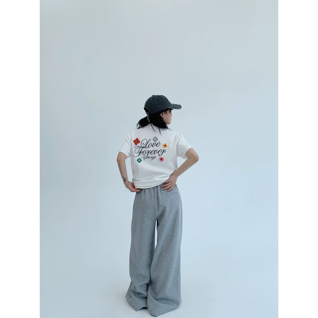 T-shirt s krátkým rukávem s těžkou výšivkou 